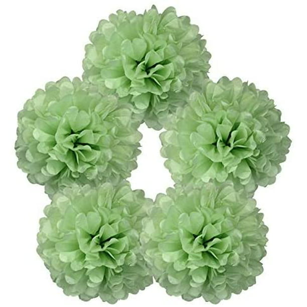 Just Artifacts 5pcs Pre-Folded Tissue Paper Pom Pom Flower Ball 20-Inch, Baby Blue  – Quick & Easy Fluff Required 